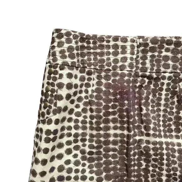 Ideology Women's Ivory & Brown Poly Circle Print Straight Skirt w Stud Accents - Picture 6 of 14